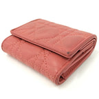 Dior Trifold Wallet Lady Lotus Leather Pink Coral — view 5