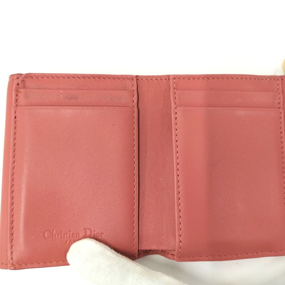 Dior Trifold Wallet Lady Lotus Leather Pink Coral — view 2