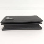 Prada Compact Wallet Bifold Triangle Logo Saffiano Leather Black — view 5