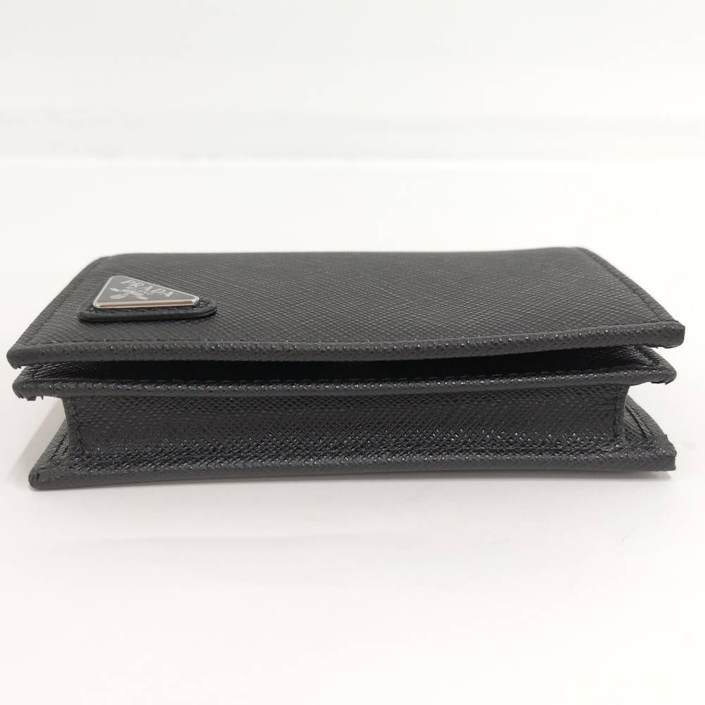 Prada Compact Wallet Bifold Triangle Logo Saffiano Leather Black — view 5