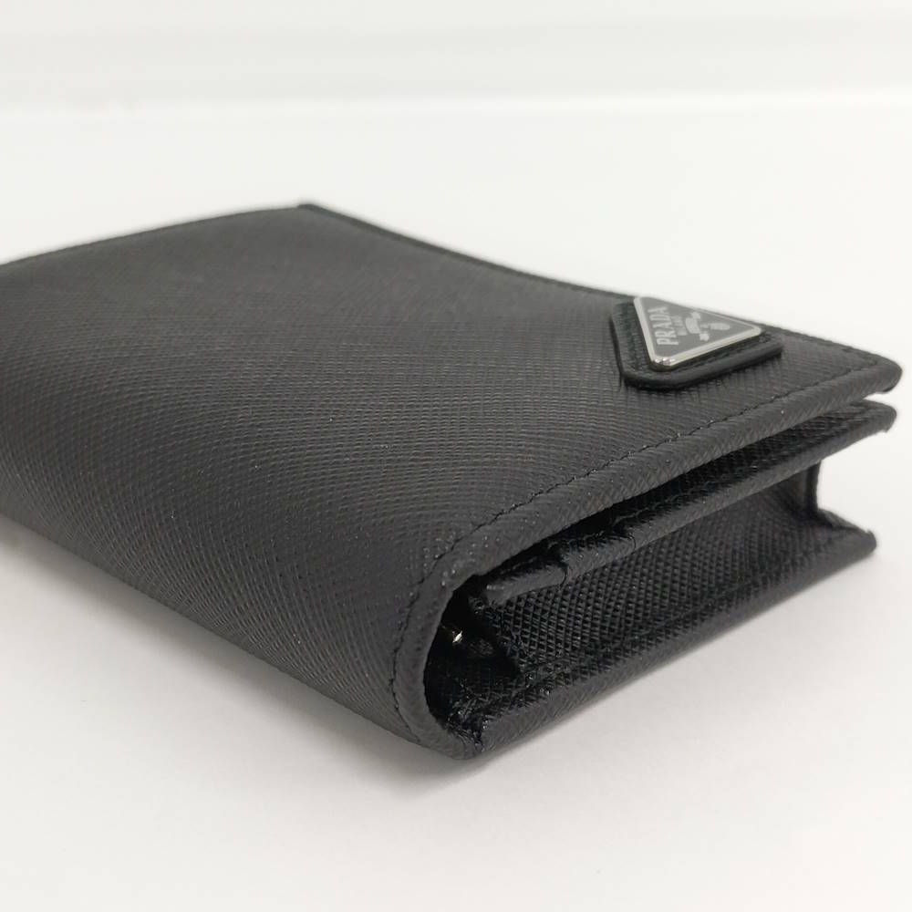 Prada Compact Wallet Bifold Triangle Logo Saffiano Leather Black — view 4