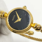 Gucci Bangle Watch SS Quartz Gold Plated Black Dial — view 6