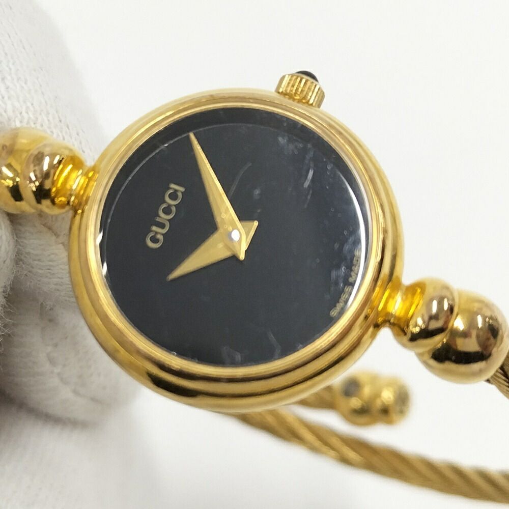 Gucci Bangle Watch SS Quartz Gold Plated Black Dial — view 6