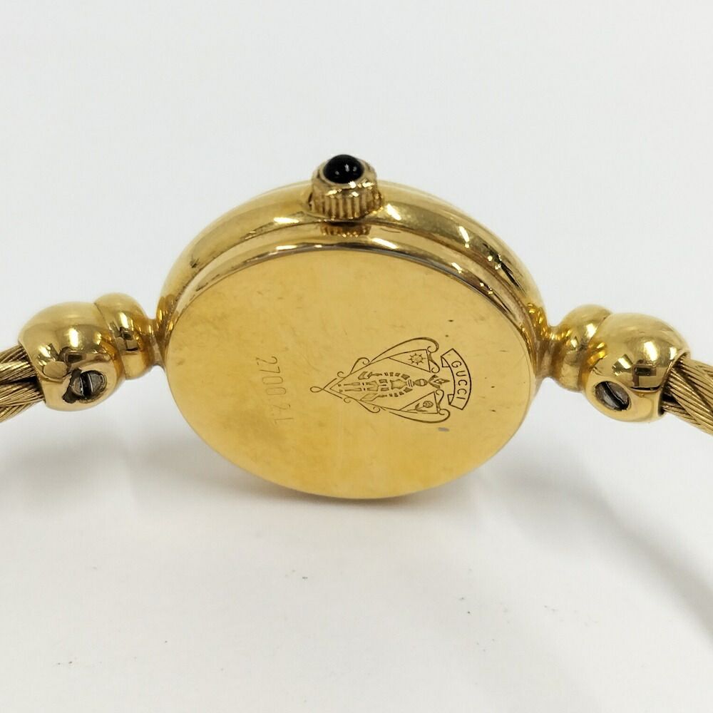 Gucci Bangle Watch SS Quartz Gold Plated Black Dial — view 8