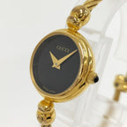 Gucci Bangle Watch SS Quartz Gold Plated Black Dial — view 3