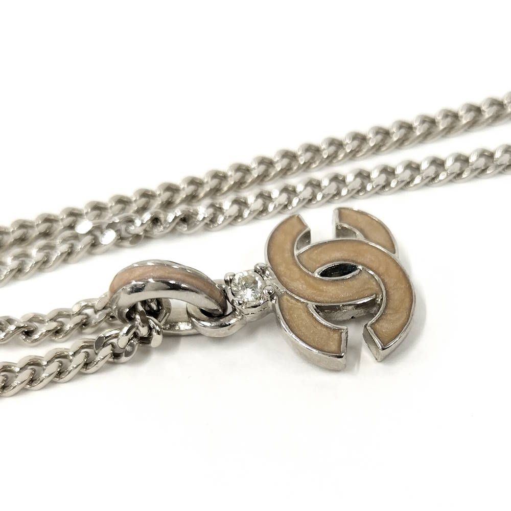 Chanel Necklace Logo CC Silver Plated — view 6