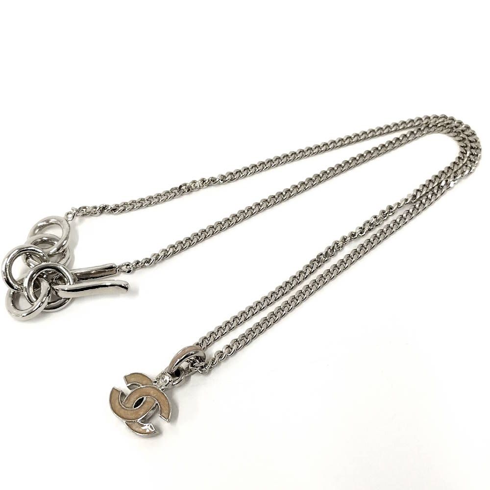 Chanel Necklace Logo CC Silver Plated — view 3