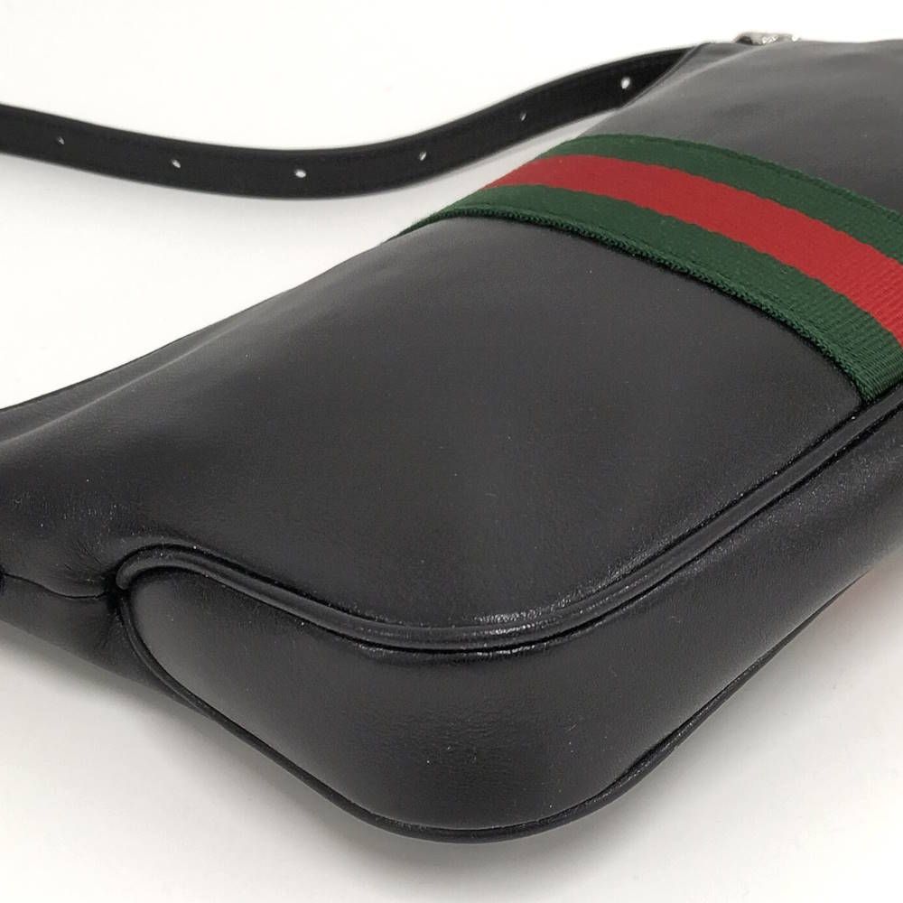 Gucci Lunetta Small Cross Sherry Line Leather Black Shoulder Bag — view 4