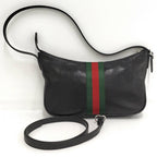 Gucci Lunetta Small Cross Sherry Line Leather Black Shoulder Bag — view 2