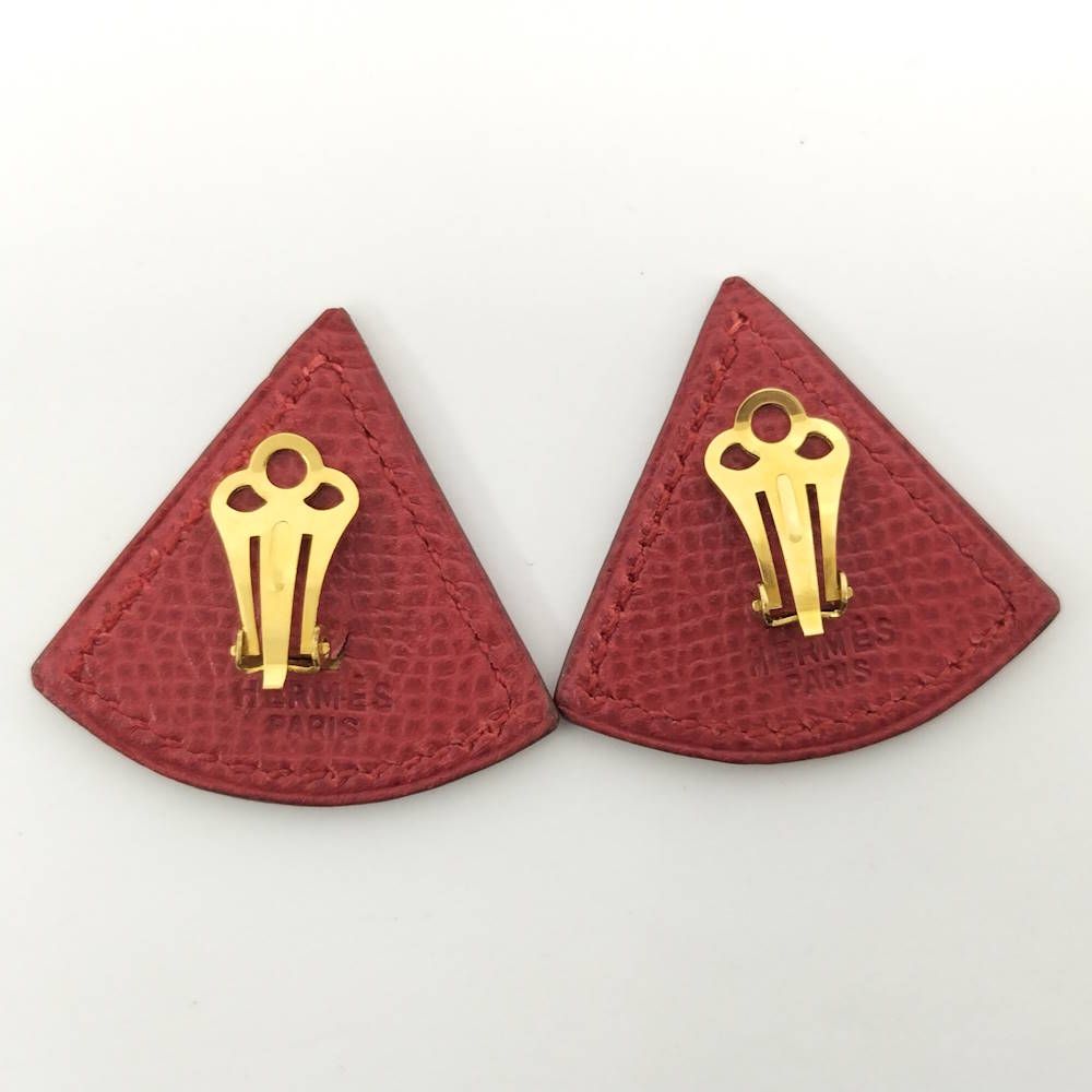 Hermes Earrings Triangle Leather Gold — view 2