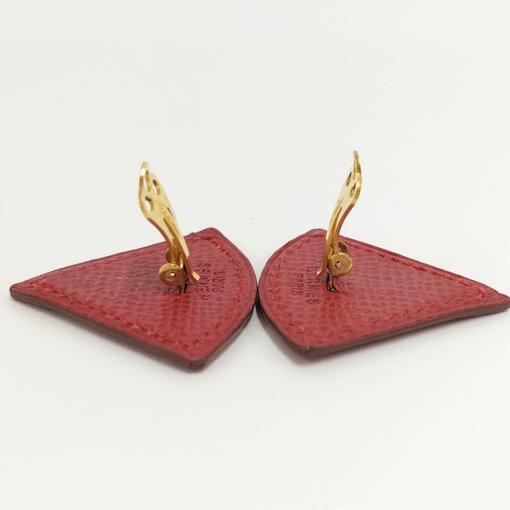 Hermes Earrings Triangle Leather Gold — view 7