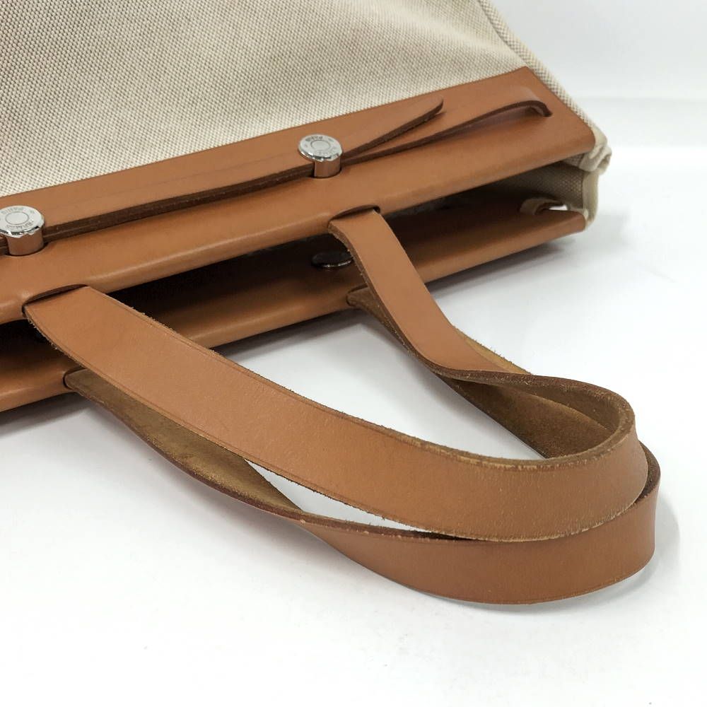 Hermes Herbag Cabas GM Leather Canvas Natural Handbag — view 4