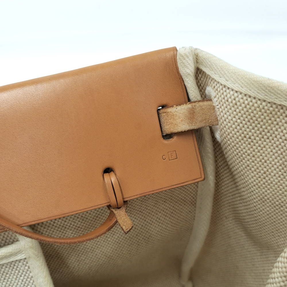 Hermes Herbag Cabas GM Leather Canvas Natural Handbag — view 8