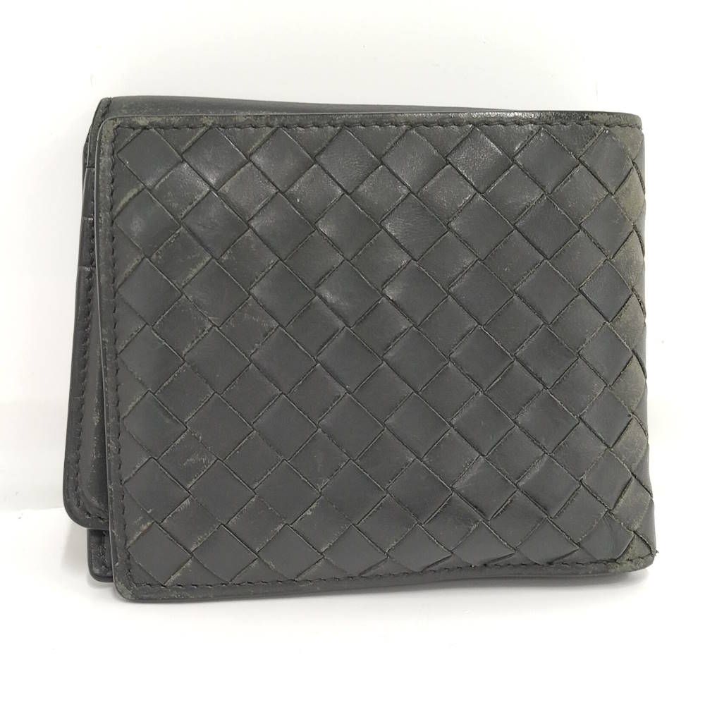 Bottega Veneta Bifold Wallet Intrecciato Leather Gray — view 3