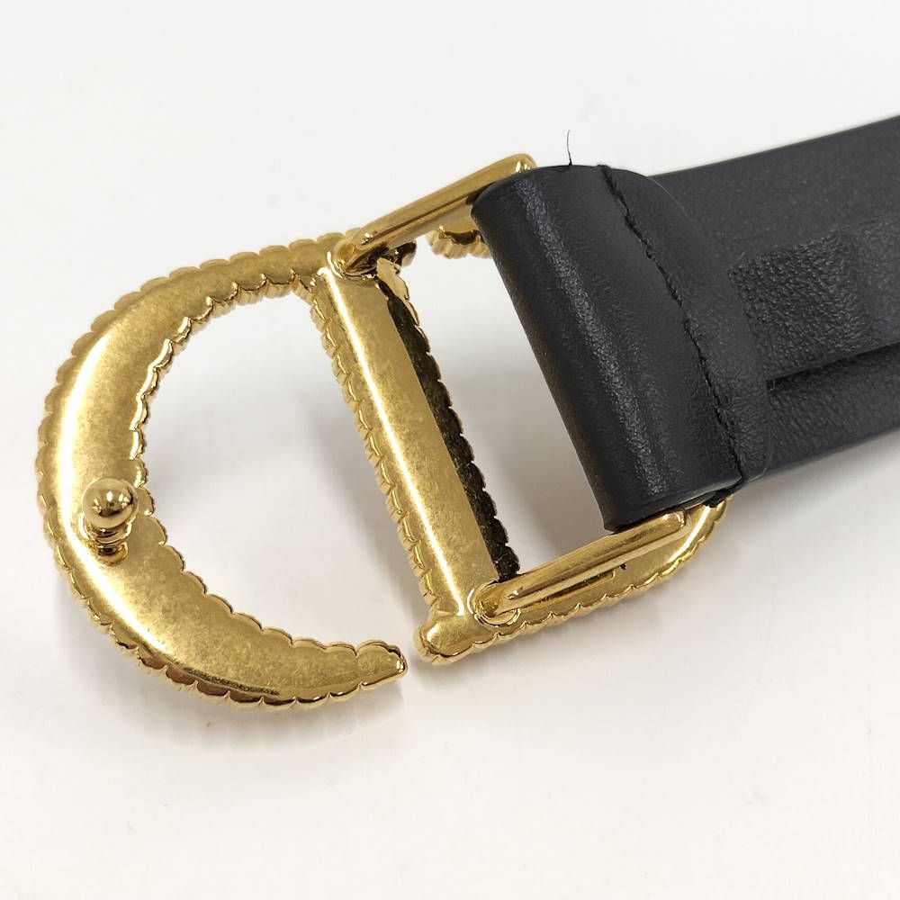Dior Belt Logo Rhinestone Leather Black List 75 — view 5