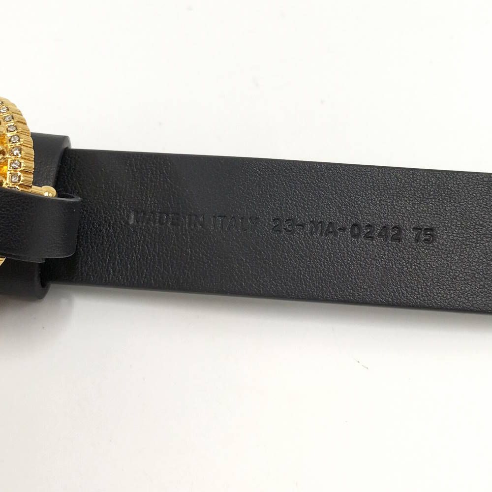 Dior Belt Logo Rhinestone Leather Black List 75 — view 8