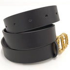 Dior Belt Logo Rhinestone Leather Black List 75 — view 4