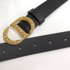 Dior Belt Logo Rhinestone Leather Black List 75 — view 6
