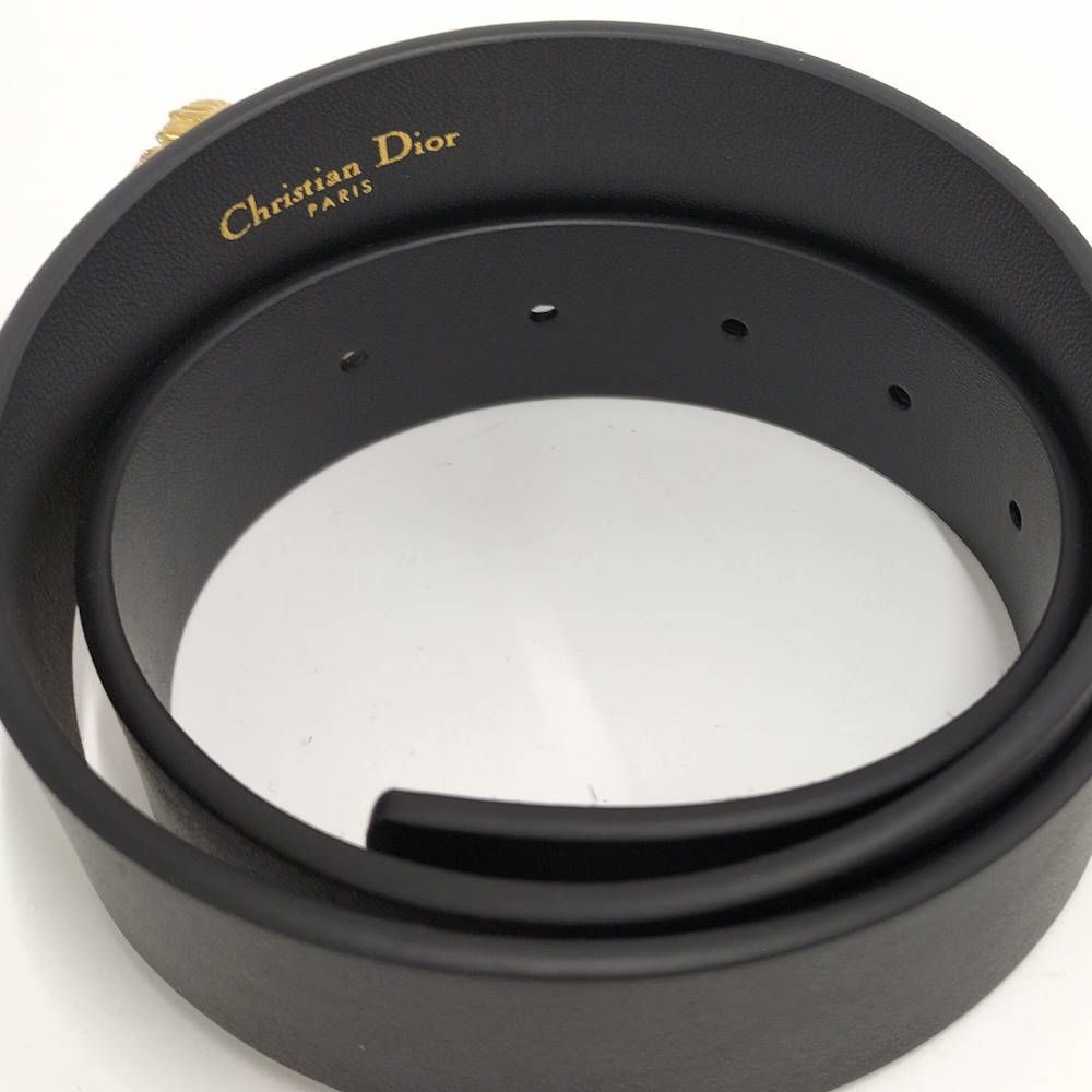Dior Belt Logo Rhinestone Leather Black List 75 — view 7