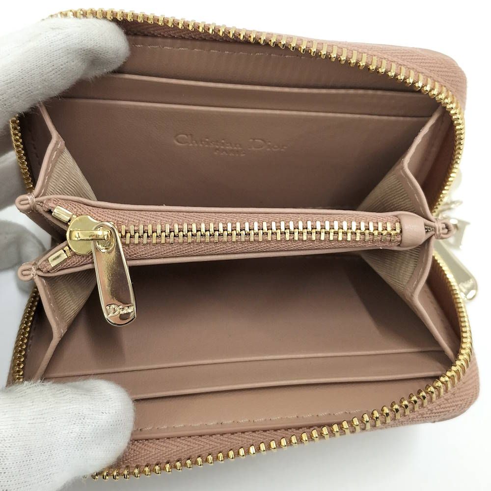 Dior Lady Mini Wallet Cannage Beige Pink — view 2