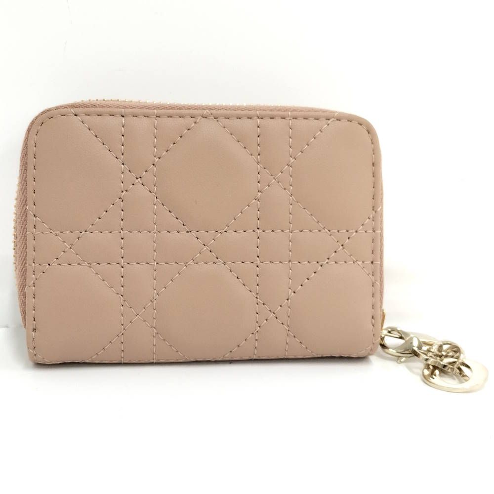 Dior Lady Mini Wallet Cannage Beige Pink — view 3