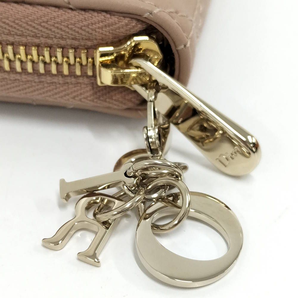 Dior Lady Mini Wallet Cannage Beige Pink — view 7