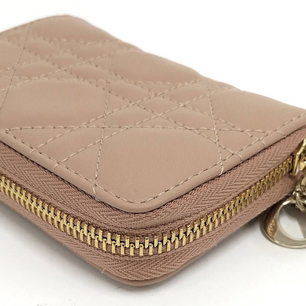 Dior Lady Mini Wallet Cannage Beige Pink — view 4