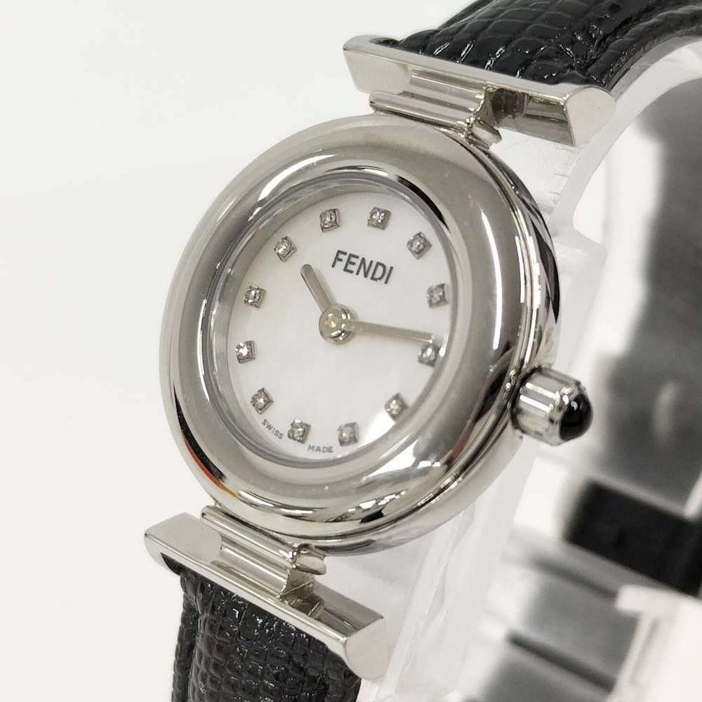 Fendi Watch Quartz Black Leather White Shell Dial — view 3