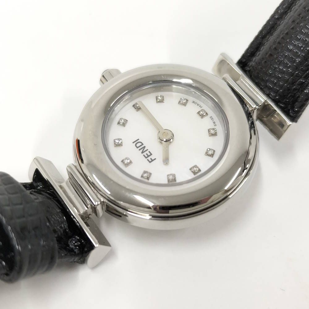 Fendi Watch Quartz Black Leather White Shell Dial — view 7