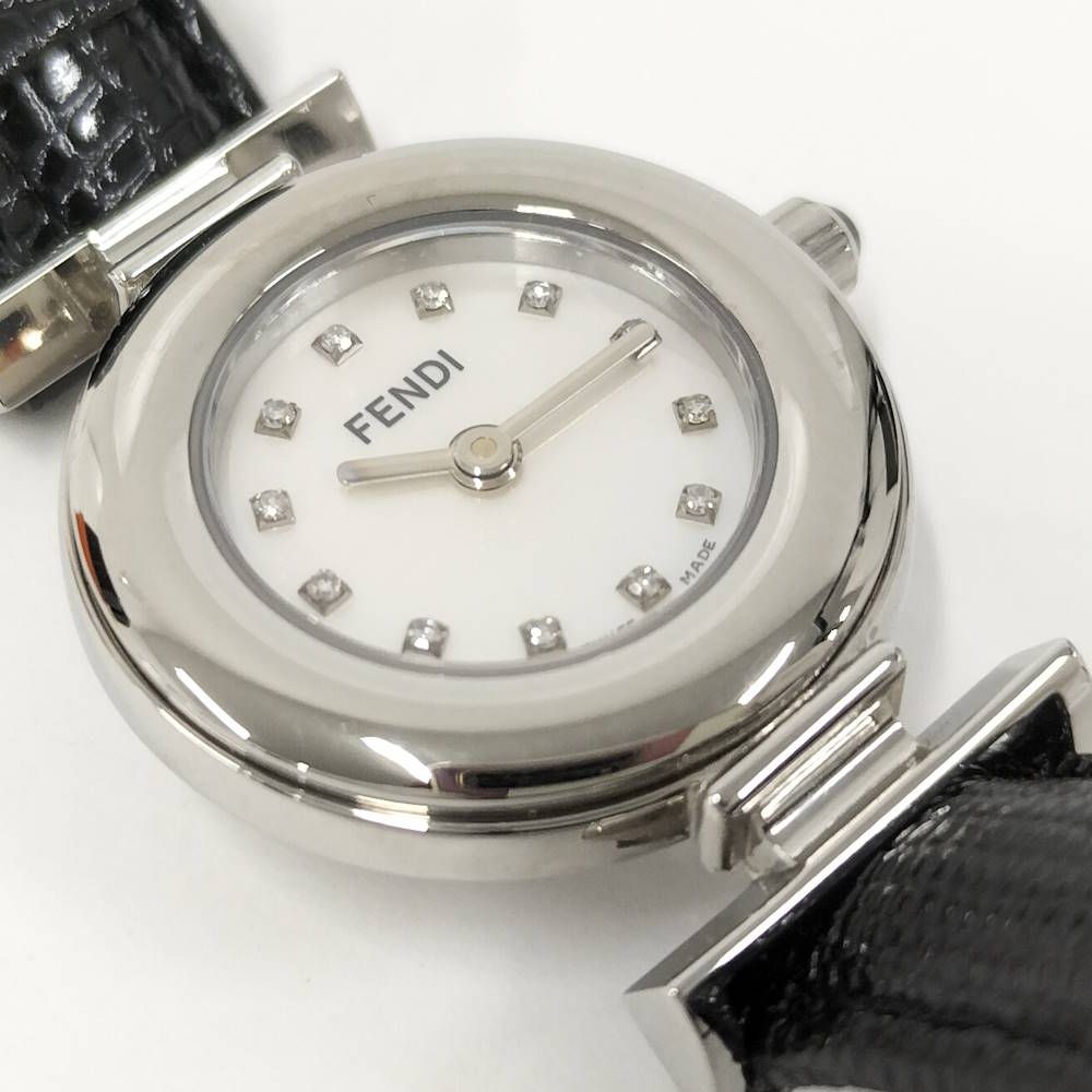Fendi Watch Quartz Black Leather White Shell Dial — view 8
