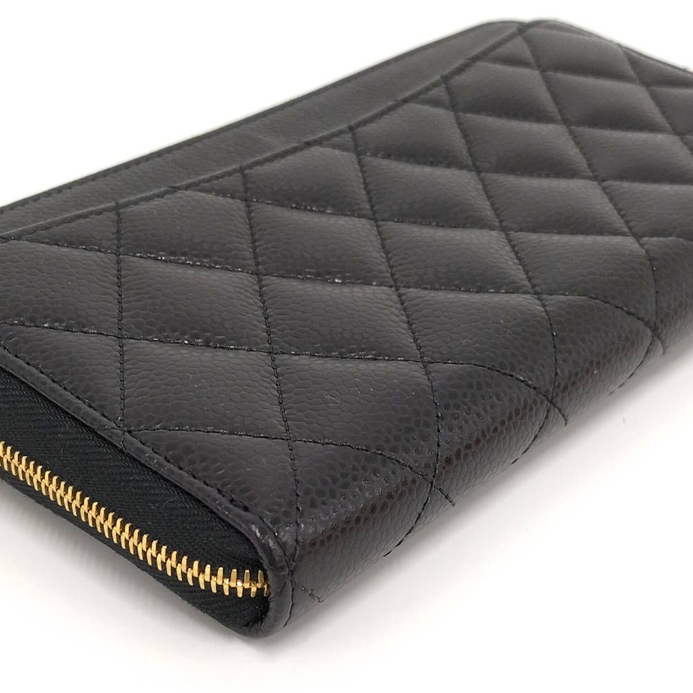 Chanel Zip Around Wallet Caviar Leather Black — view 5