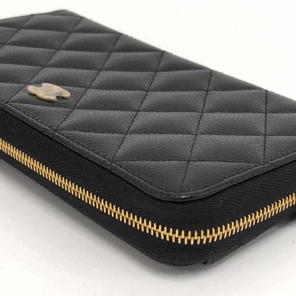 Chanel Zip Around Wallet Caviar Leather Black — view 4