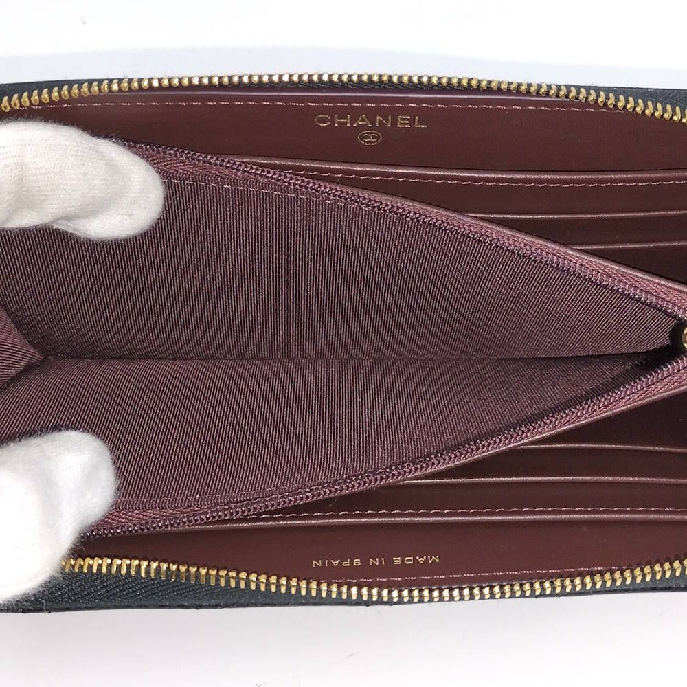 Chanel Zip Around Wallet Caviar Leather Black — view 8