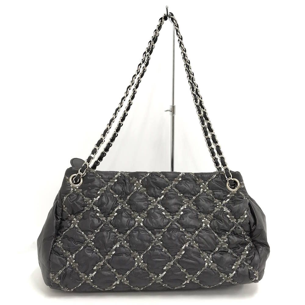 Chanel Chain Shoulder Bag Paris Bizan Quilted Nylon Black — view 2