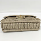 Chanel CC Logo Double Chain Shoulder Bag Leather Mesh Gold — view 4