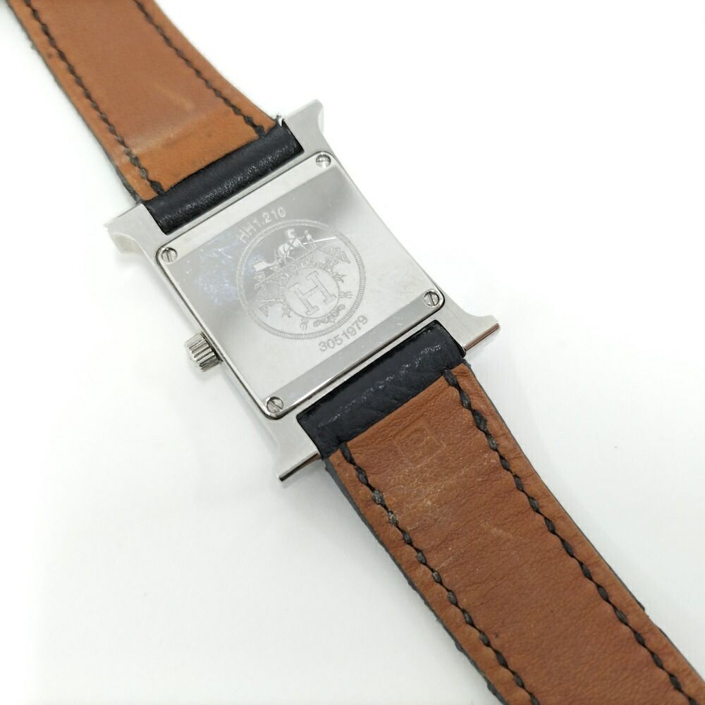 Hermes Watch Quartz SS Leather Silver Black Gray Dial — view 9