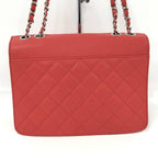 Chanel Chain Shoulder Bag CC Logo Quilted Leather Red — view 2