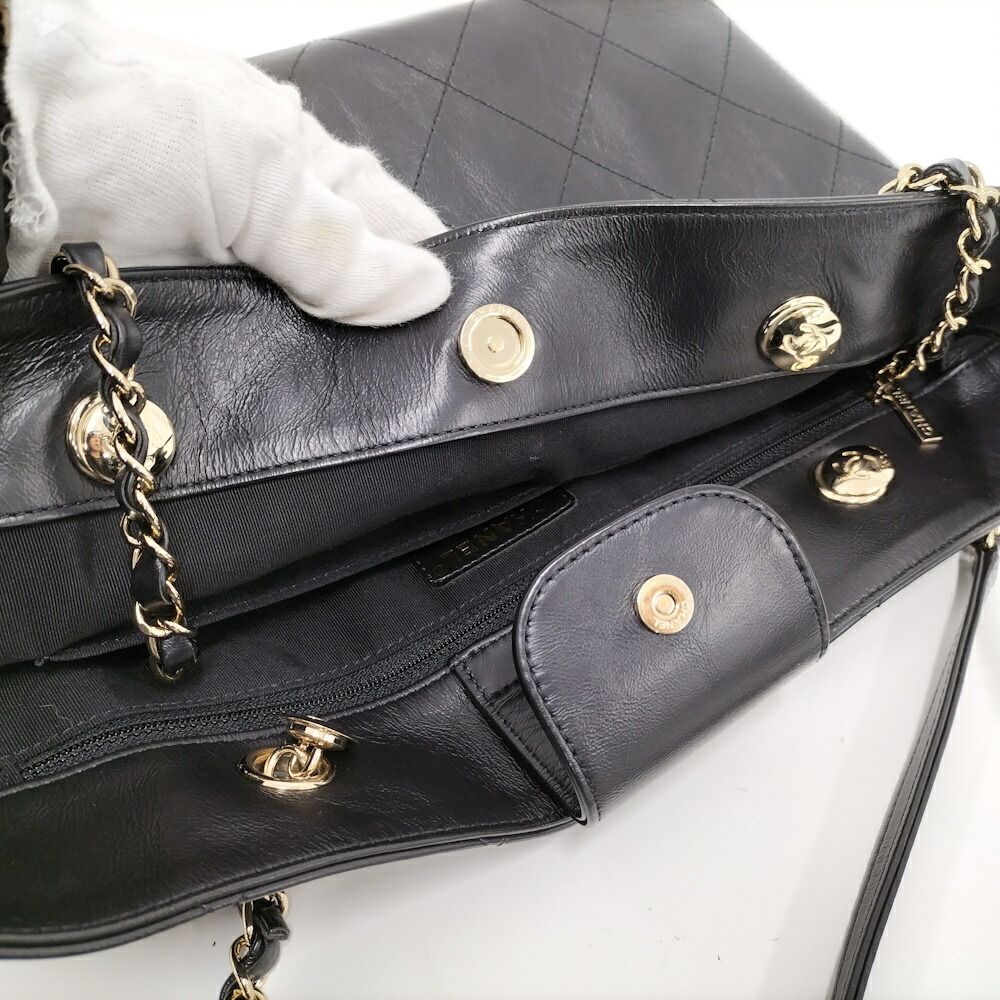 Chanel Chain Shoulder Bag Calf Black — view 7