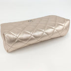 Chanel Quilted Cosmetic Pouch Metallic CC Logo Lambskin Pink — view 4