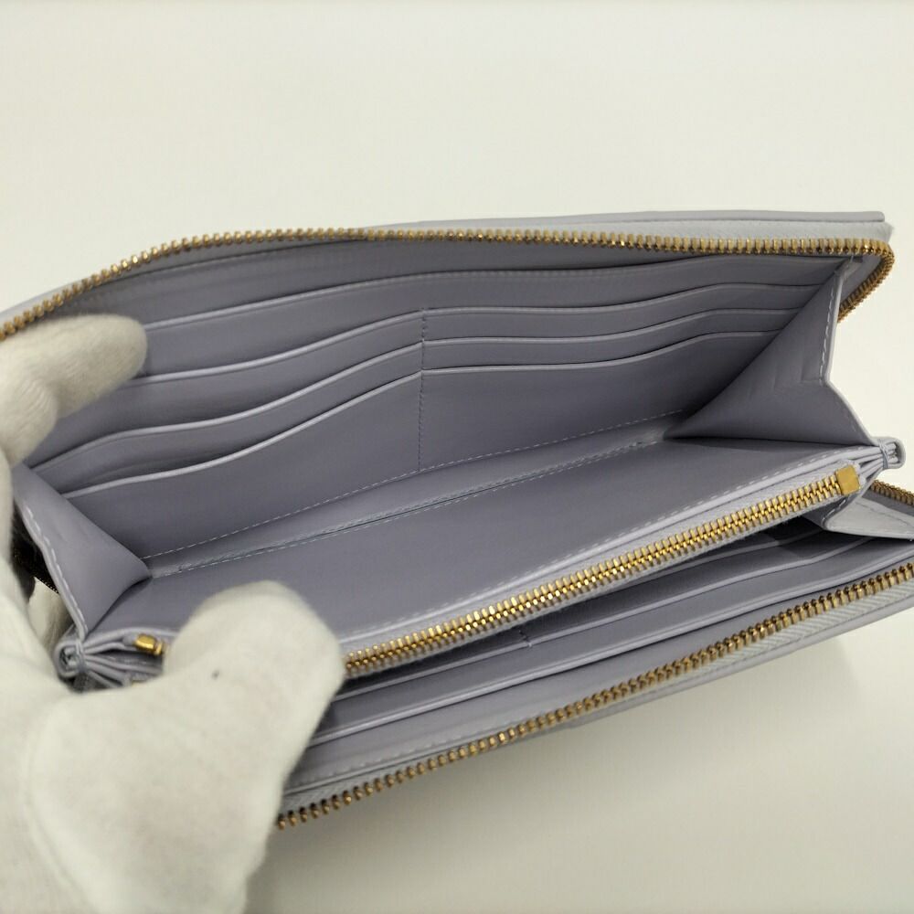 Bottega Veneta Zip Around Wallet Maxi Intrecciato Leather Purple — view 8