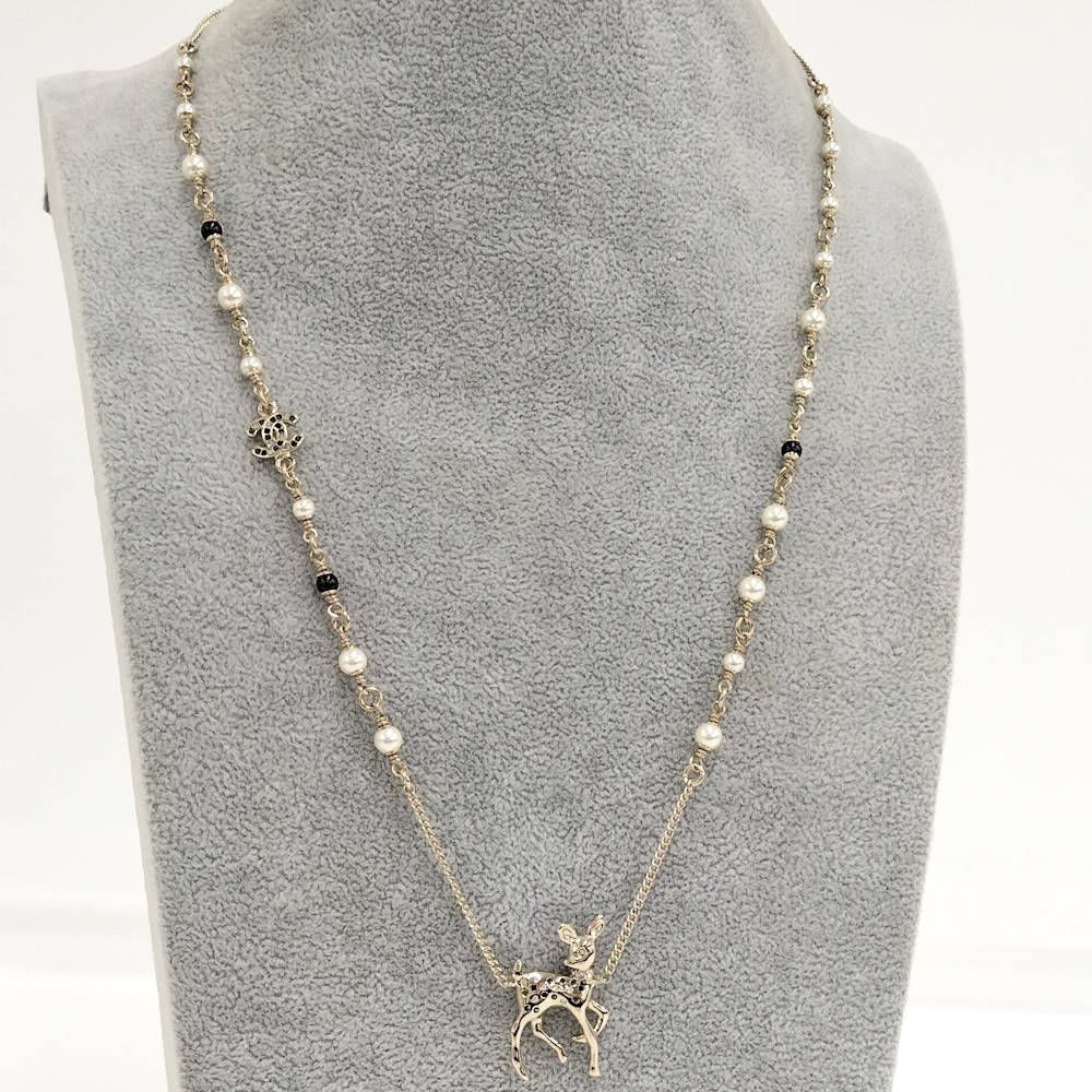 Chanel Long Necklace CC Logo Bambi Plated Gold — view 9