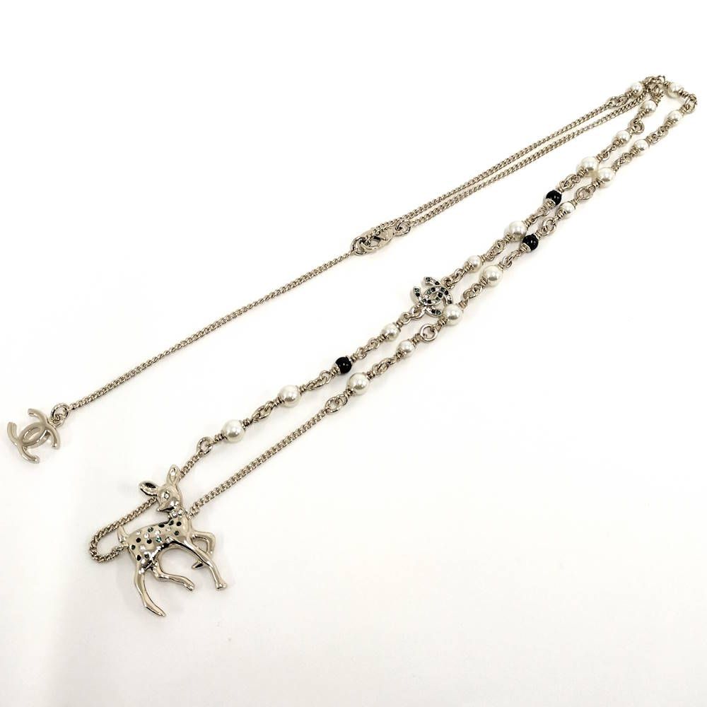 Chanel Long Necklace CC Logo Bambi Plated Gold — view 3