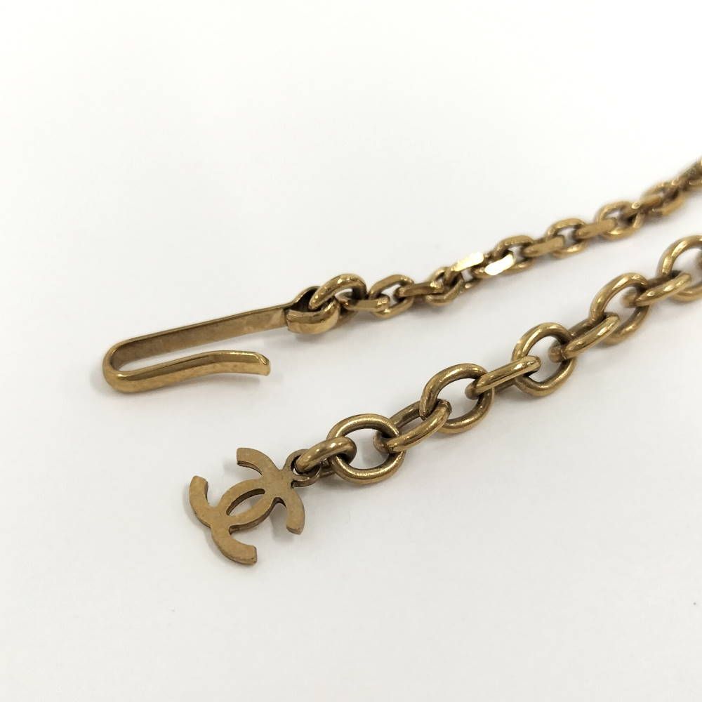 Chanel Necklace Square Plate CC Logo Black Gold Plated — view 6