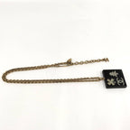 Chanel Necklace Square Plate CC Logo Black Gold Plated — view 3
