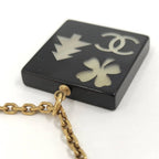 Chanel Necklace Square Plate CC Logo Black Gold Plated — view 5