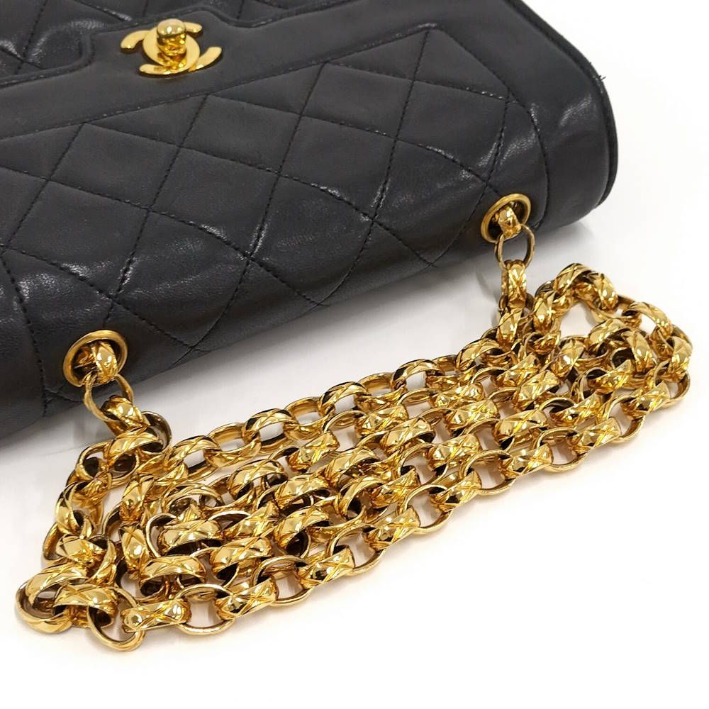 Chanel Diana Chain Shoulder Bag Leather Black — view 5