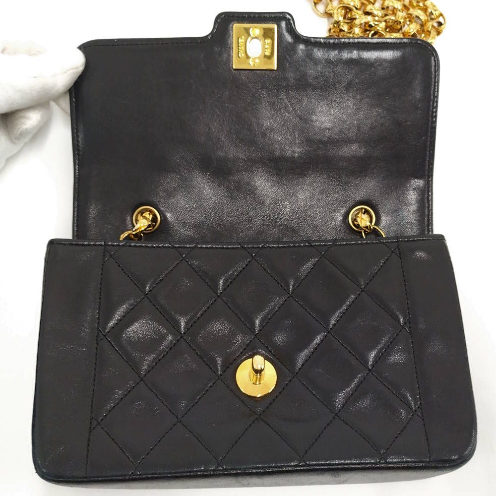 Chanel Diana Chain Shoulder Bag Leather Black — view 6