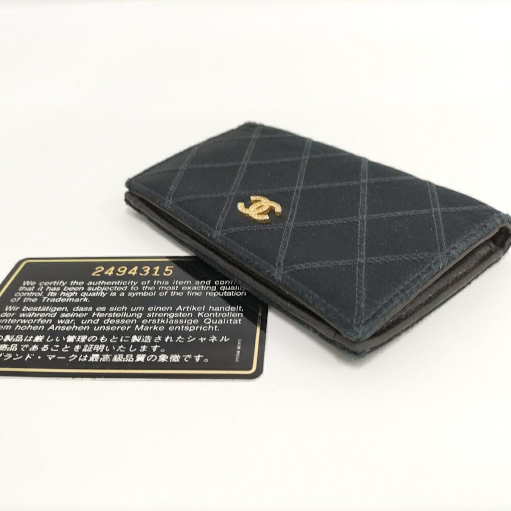 Chanel Coin Case Card Bicolor Satin Leather Black — view 4