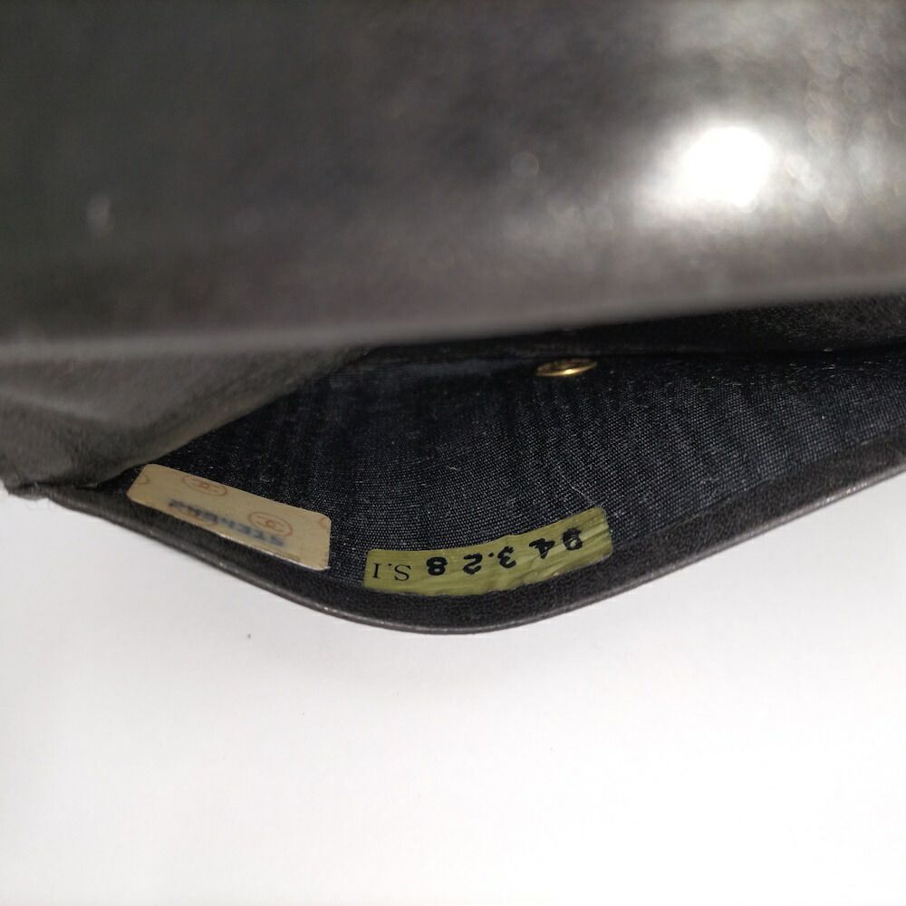 Chanel Coin Case Card Bicolor Satin Leather Black — view 8