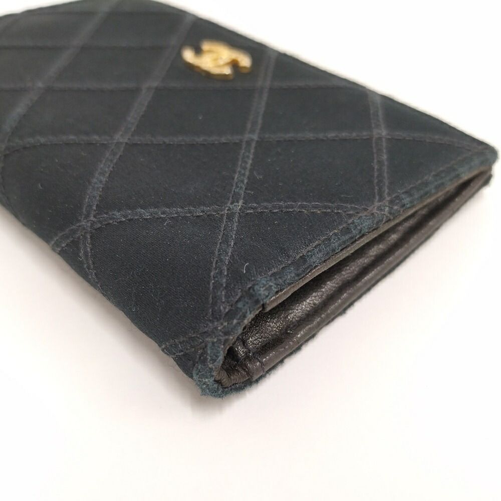 Chanel Coin Case Card Bicolor Satin Leather Black — view 6